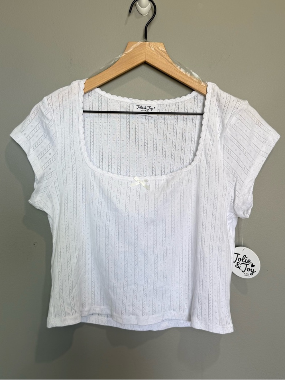 Jolie & Joy White Scoop Neck‎ Short Sleeve Top size XL